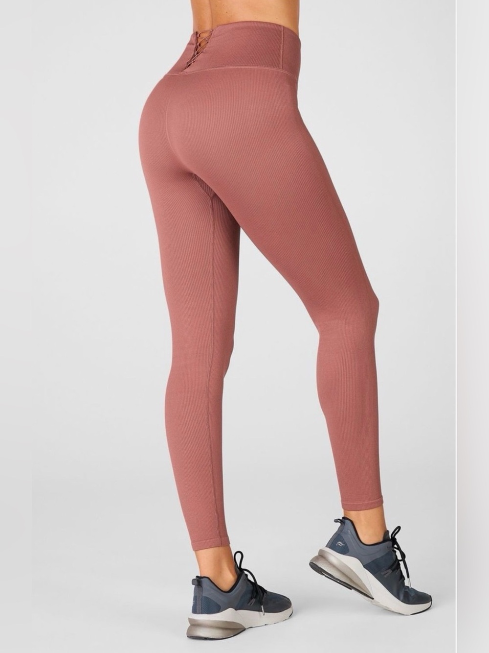 NWT Fabletics High-Waisted Seamless Ribbed Lace-Up leggings size M